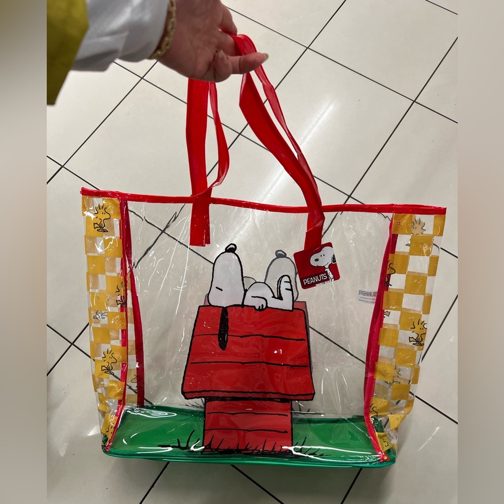 Snoopy extra large waterproof vinyl tote bag new without tags